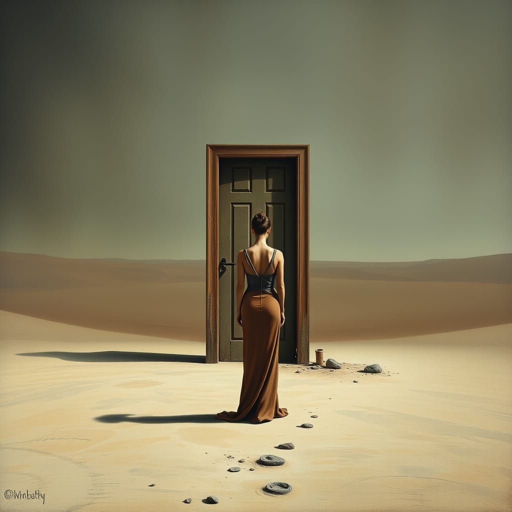Surreal Desert Doorway, in a Dali-esque Style
