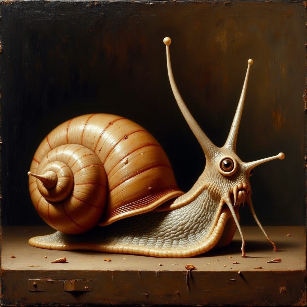 Dapper Snail Portrait in Dutch Masters Style