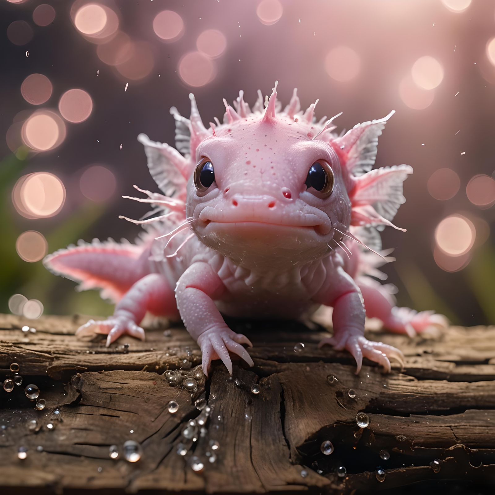 Adorable Pink Axolotl in Dreamy Macro Photograph