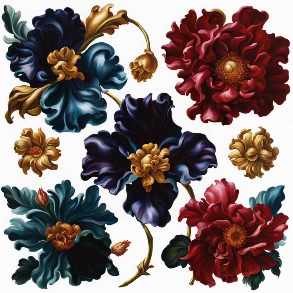 Baroque Still Life of Opulent Flowers
