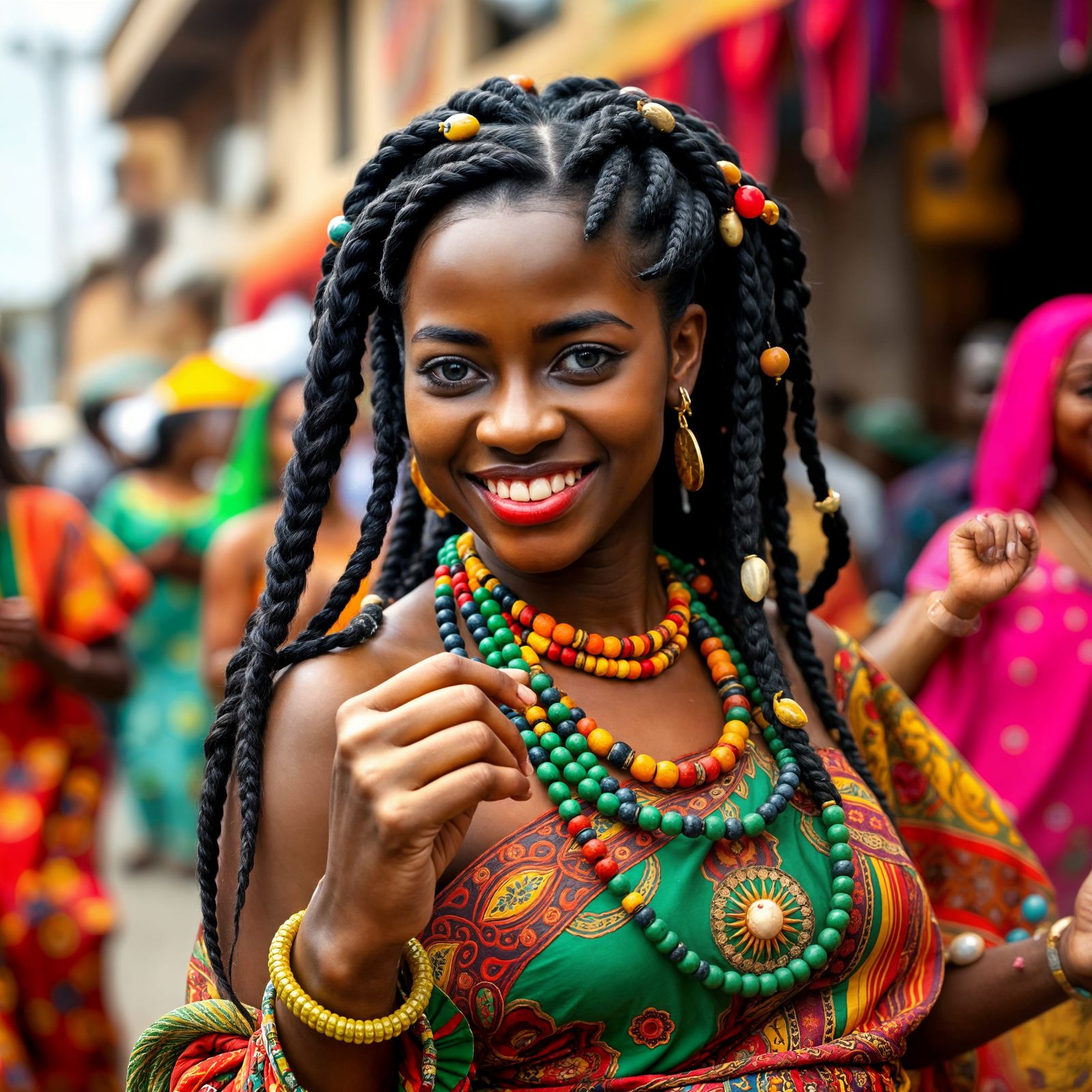 Yoruba woman participates in a traditional festival in the c...
