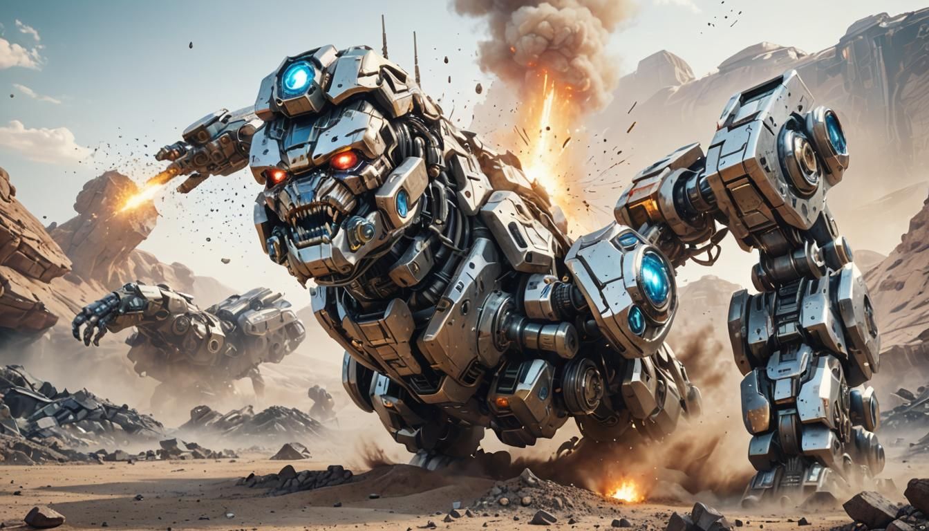 Futuristic Sci-Fi Nanotech Behemoth in Metallic Style