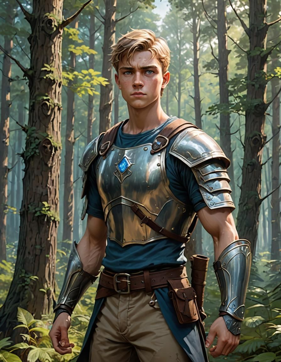 Fantasy Illustration of a Young Warrior Training