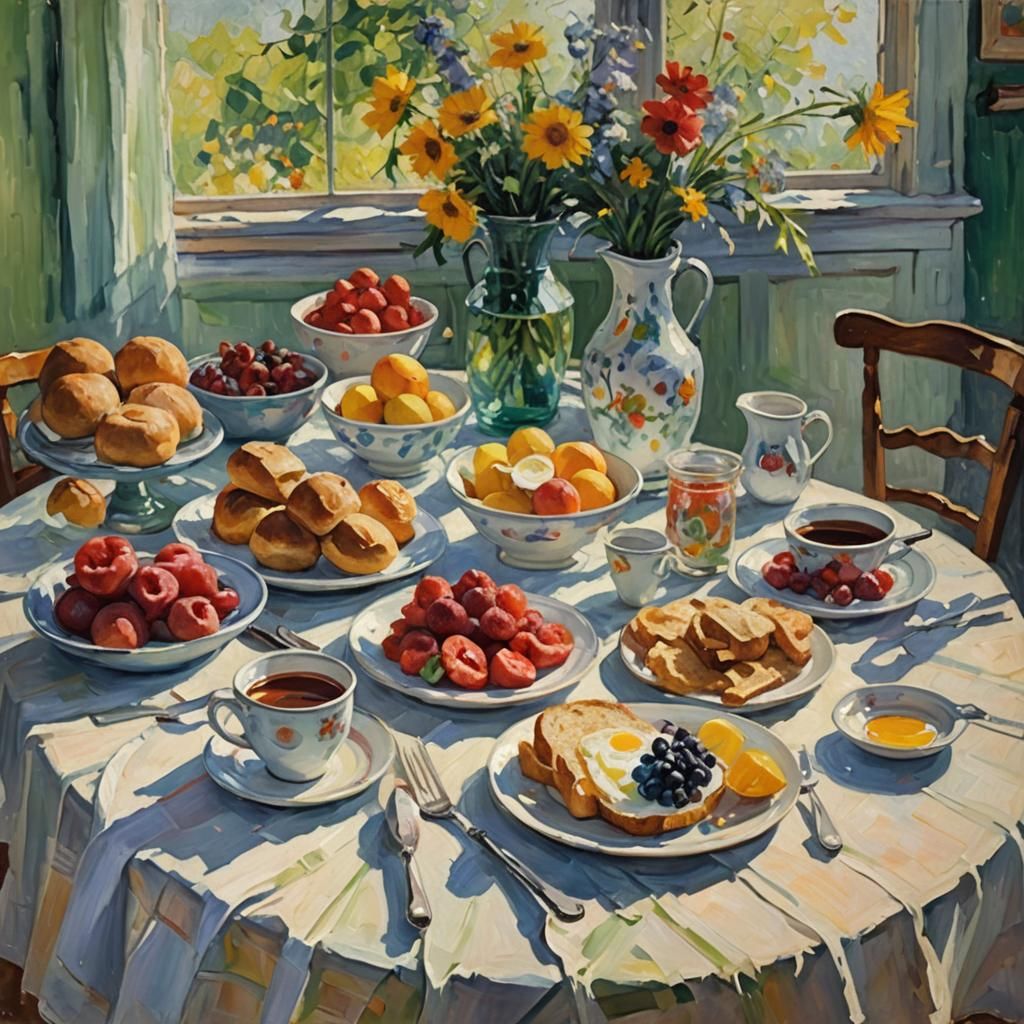 Impressionist Morning Breakfast Still Life