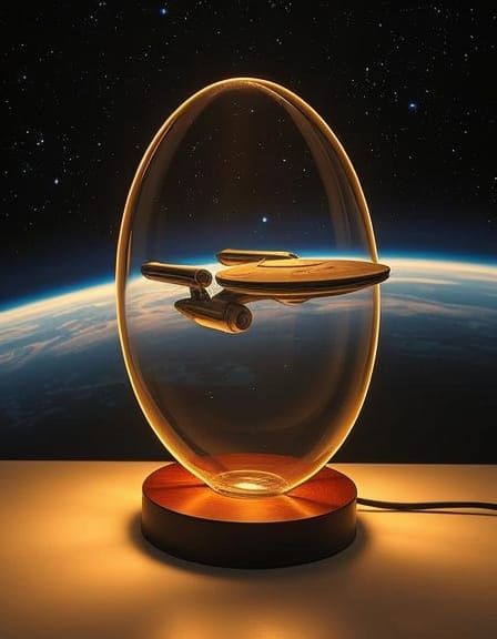 Space Resin Lamp with Starship Enterprise