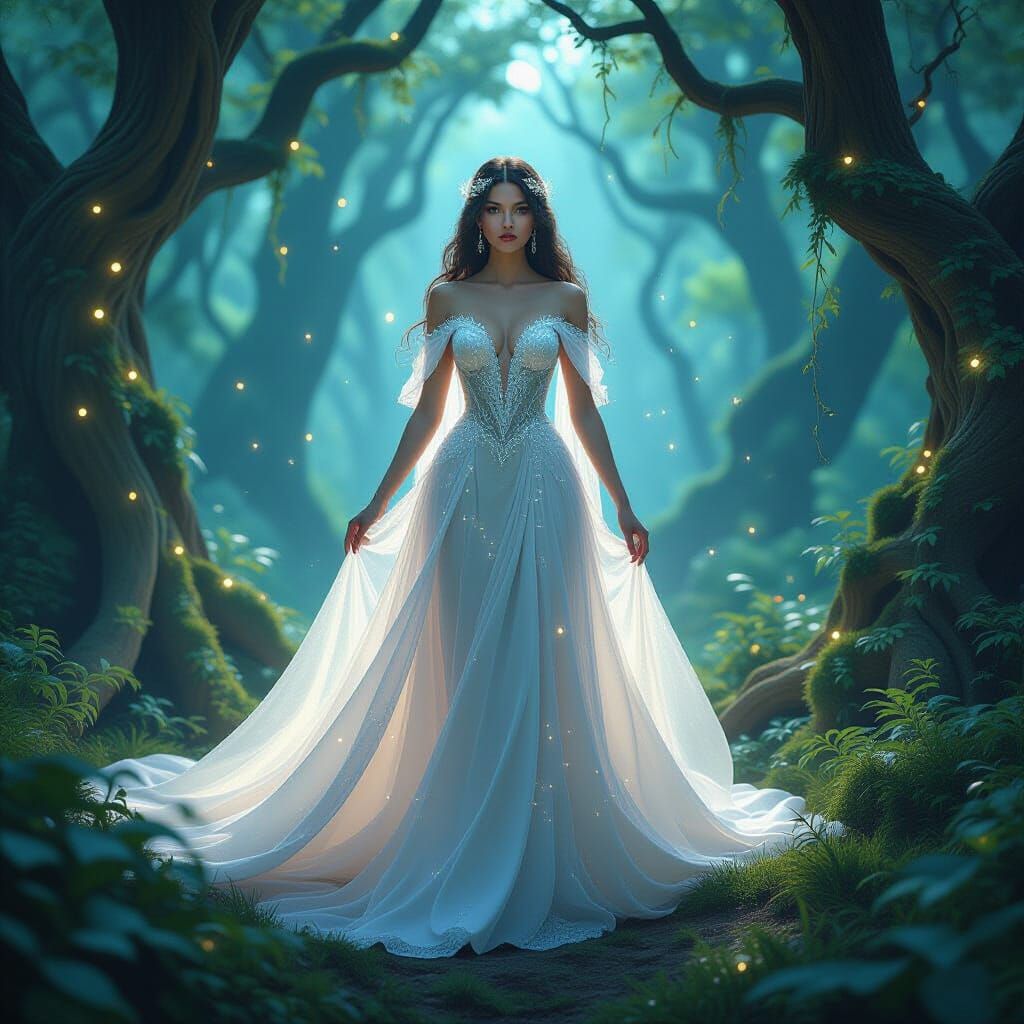 Mystical Queen in Enchanted Forest Portrait