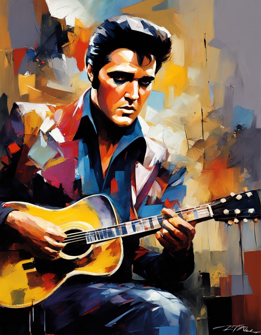 Elvis Presley Unveils Turbulent Emotions in Cubist Surrealis...