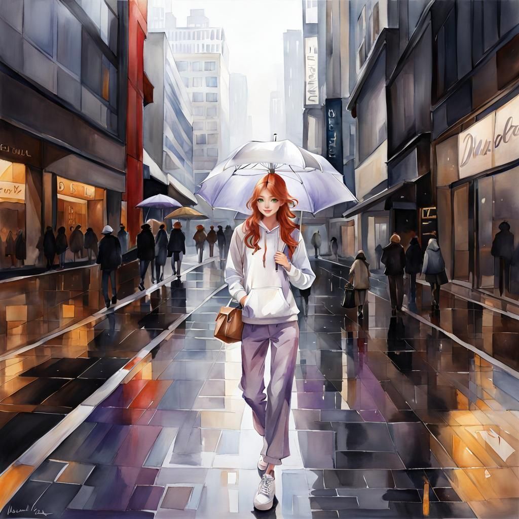 Rainy Morning in Shibuya: Watercolor Painting