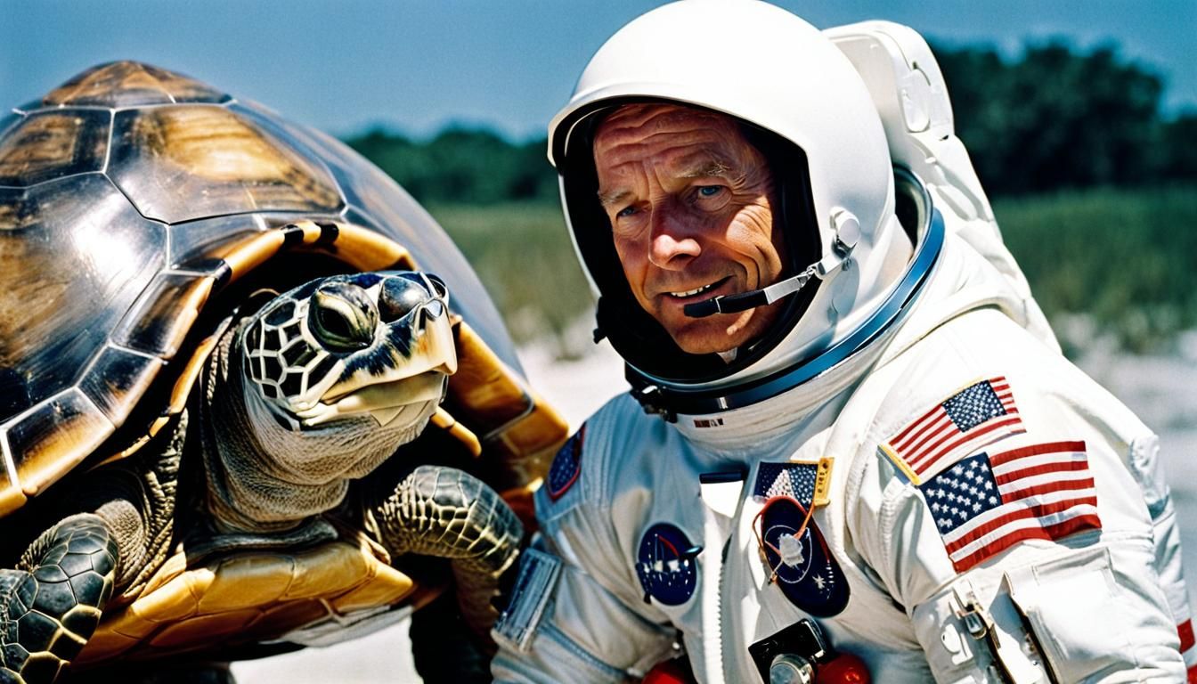 Neil Armstrong and Turtle Before Apollo 11 Launch