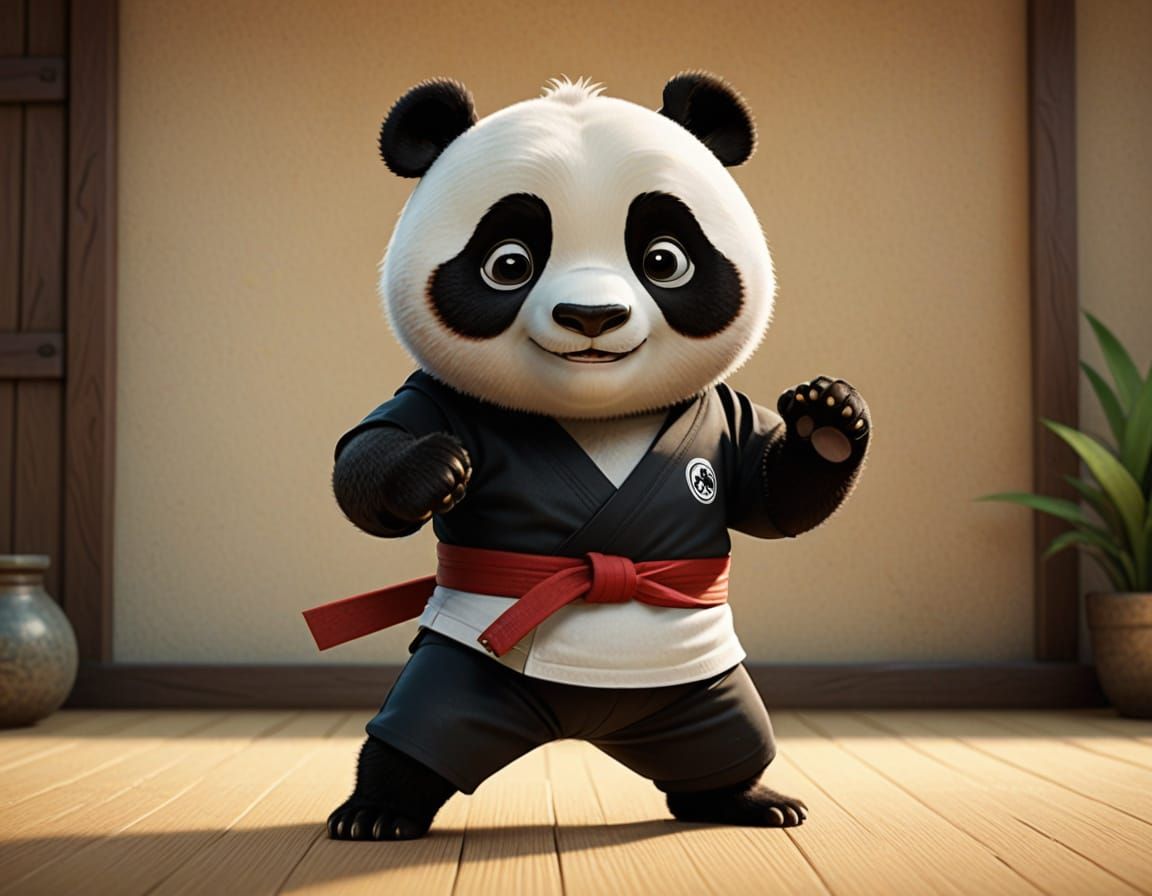 Cute Dojo Panda Does Karate: CGI Style