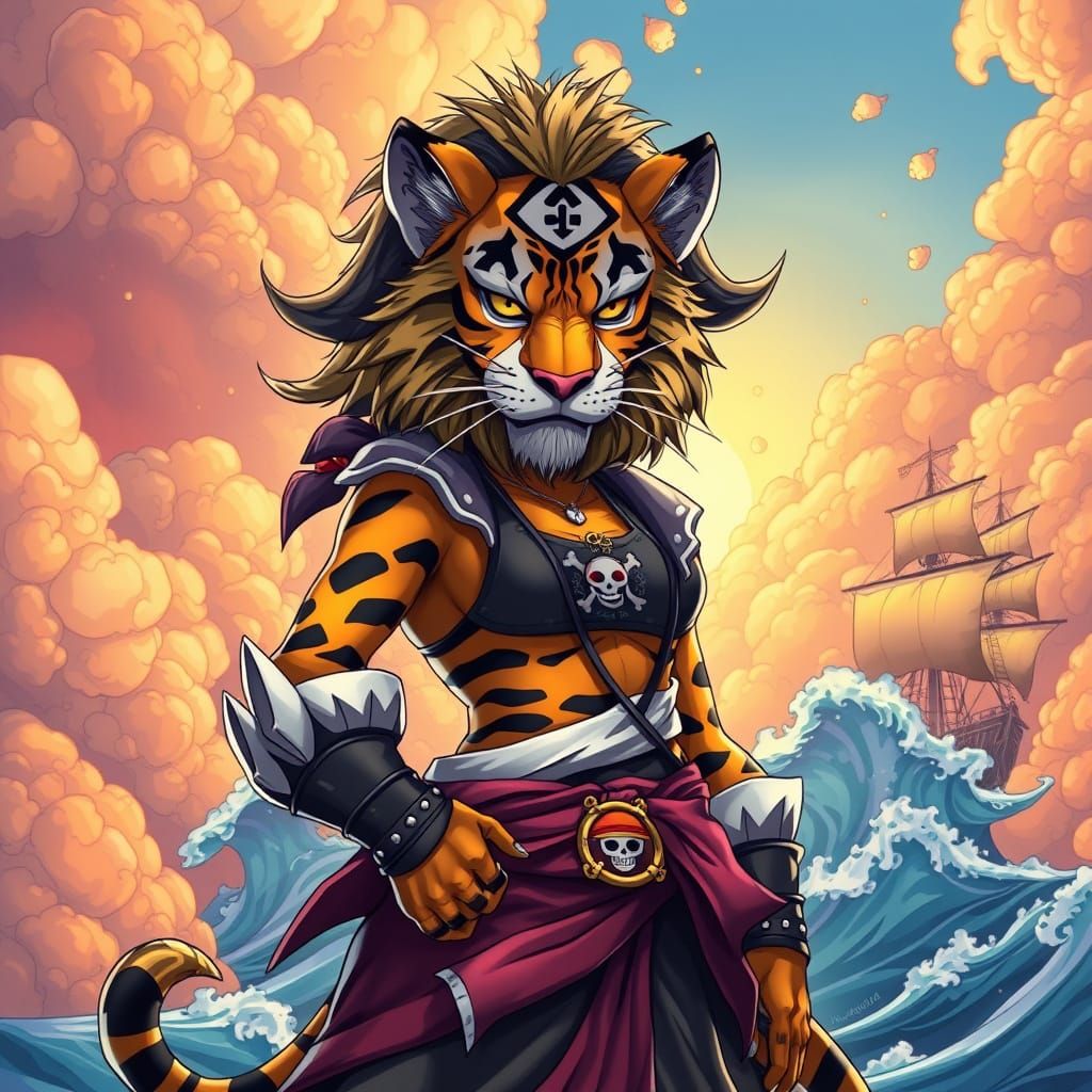 Epic Fusion of Kung Fu and Pirate Worlds: Fierce Female Lion
