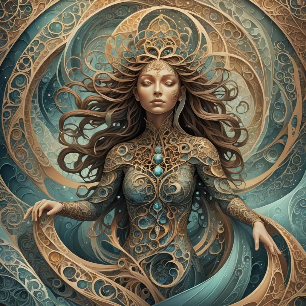 Mystical Dana in Abstract Vector Fractal Style