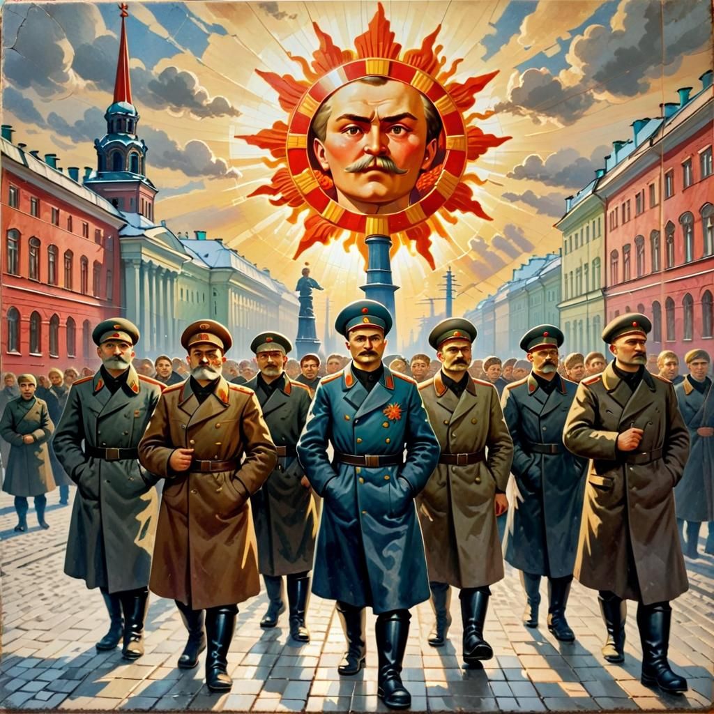 Bolshevik Revolution in Soviet Realism Tile Art