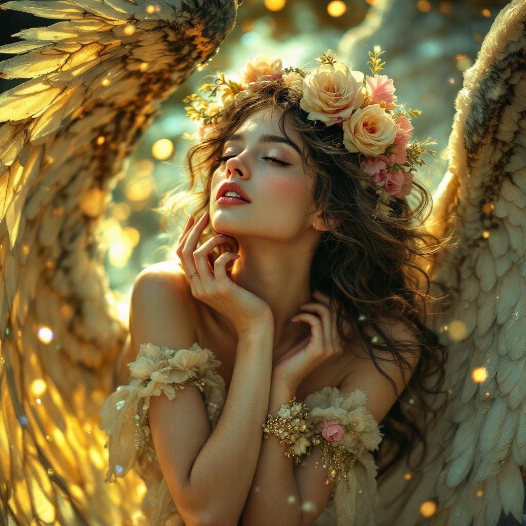 Ethereal Angel in Art Nouveau Pop Surrealism Style