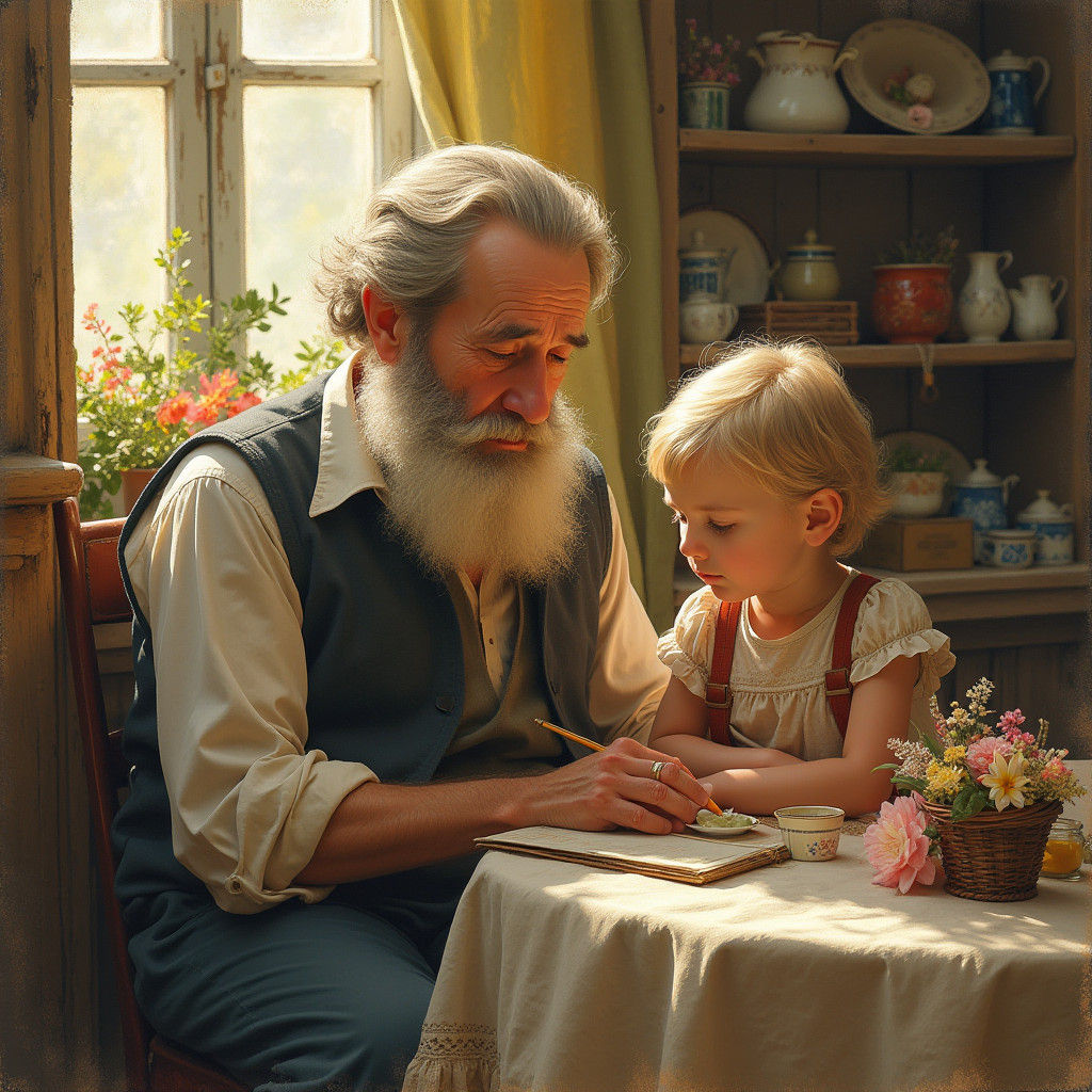 Generational Warmth: Impressionistic Family Portrait