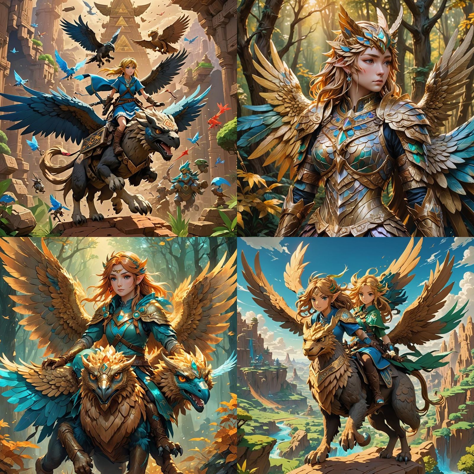 Anime Girl on Gryphon Clay Sculpture