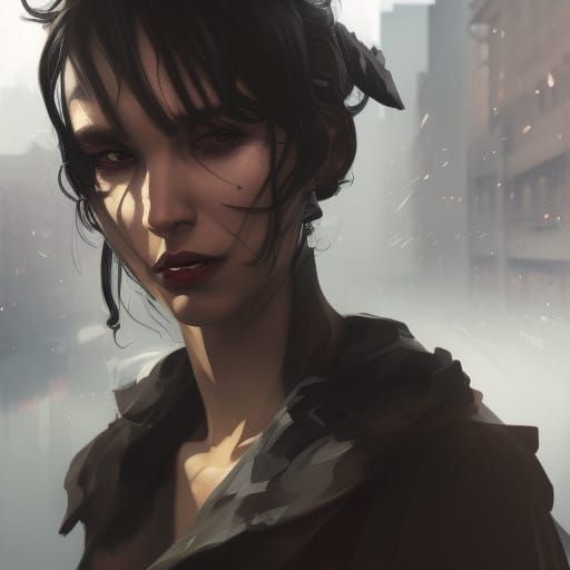 Hyperdetailed Urban Demon Portrait in Volumetric Lighting