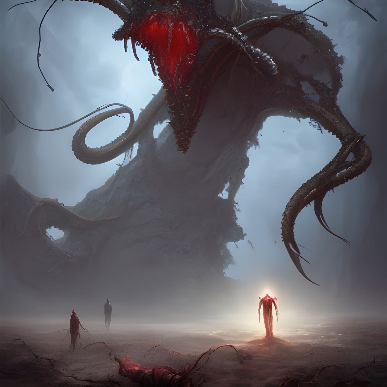 Dark Cosmic Landscape Ruined by Elder God