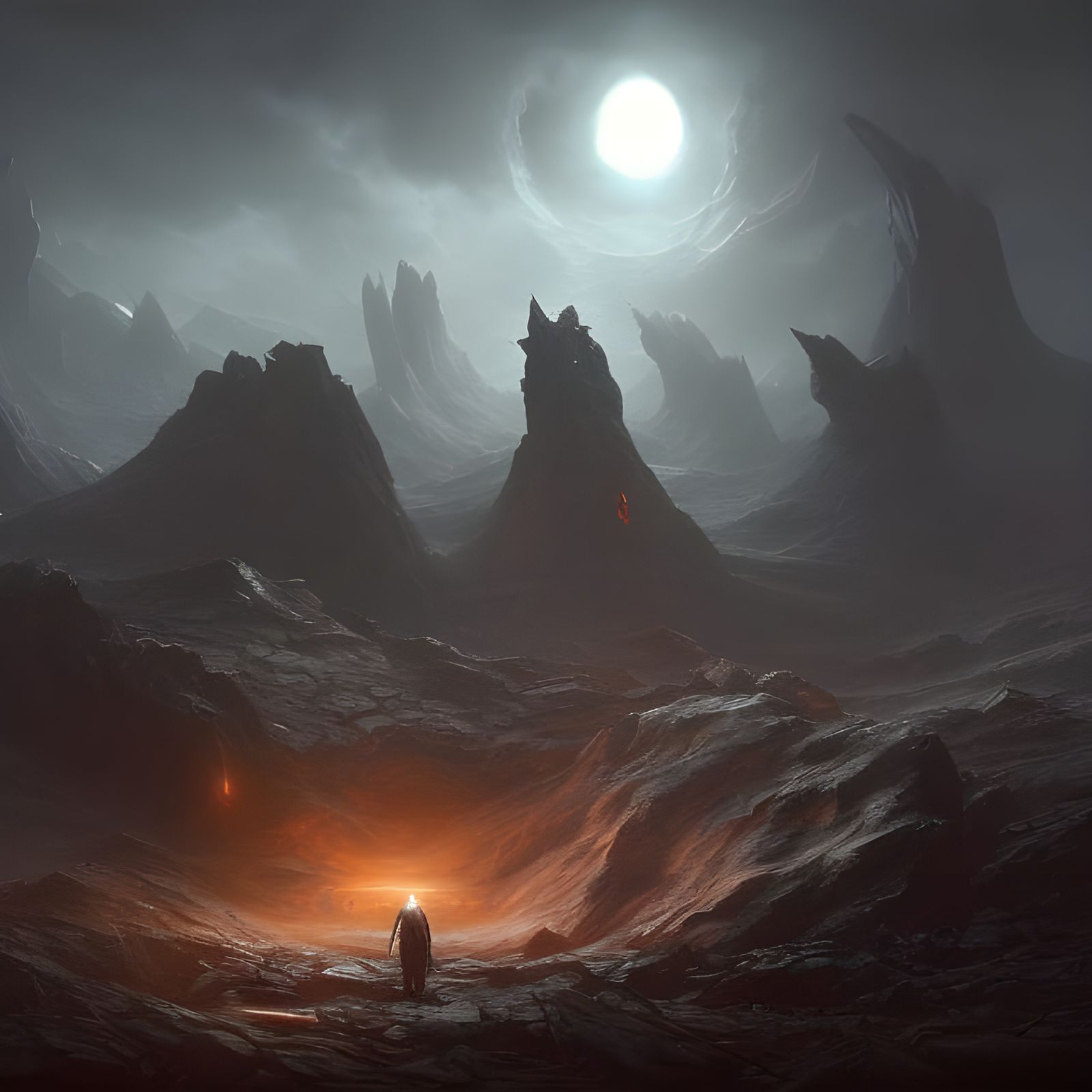 Dark Cosmic Landscape Ruined by Elder God