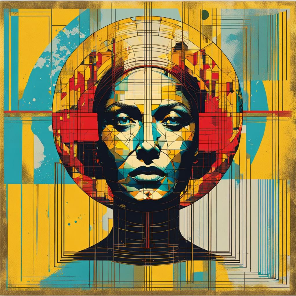 Pop Art Mother Screen Print in Bauhaus Style