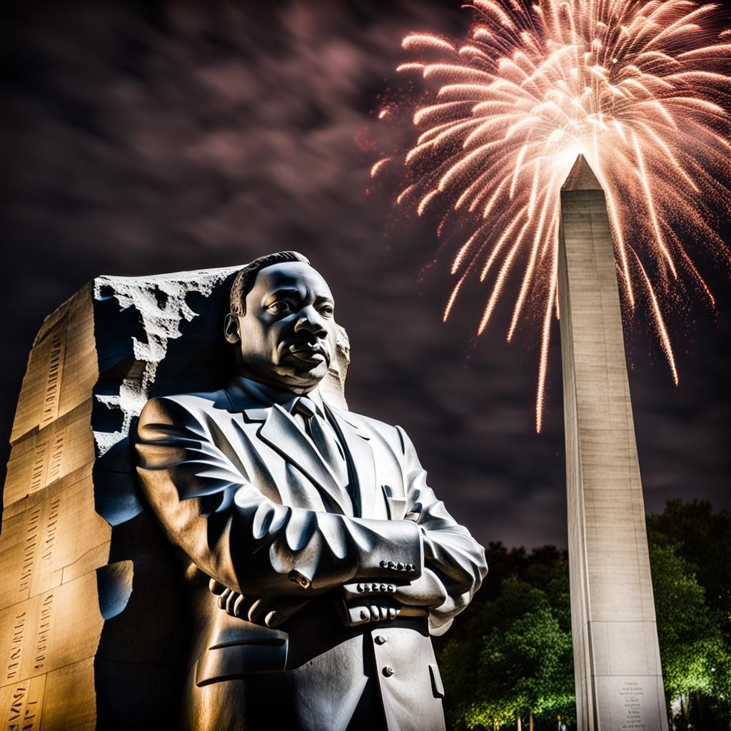 Martin Luther King Memorial Radiates in Night Sky