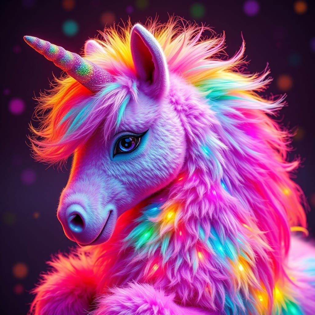 Vibrant Rainbow Unicorn with Glittering Fur