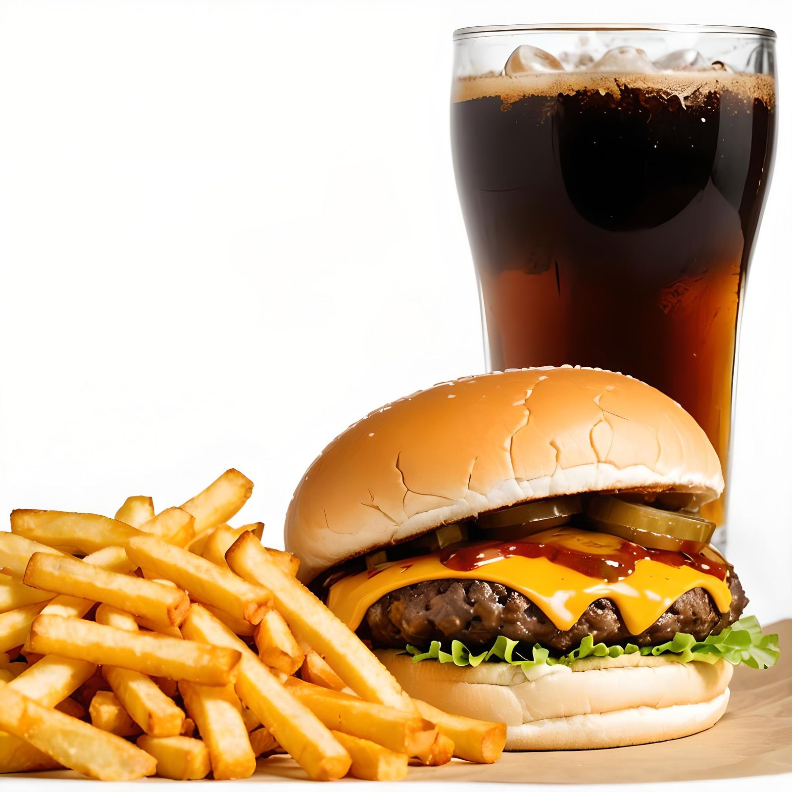Cheeseburger, Fries, and Rootbeer Still Life