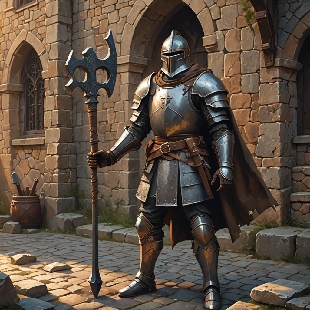 Low-Poly Medieval Warrior with War Hammer