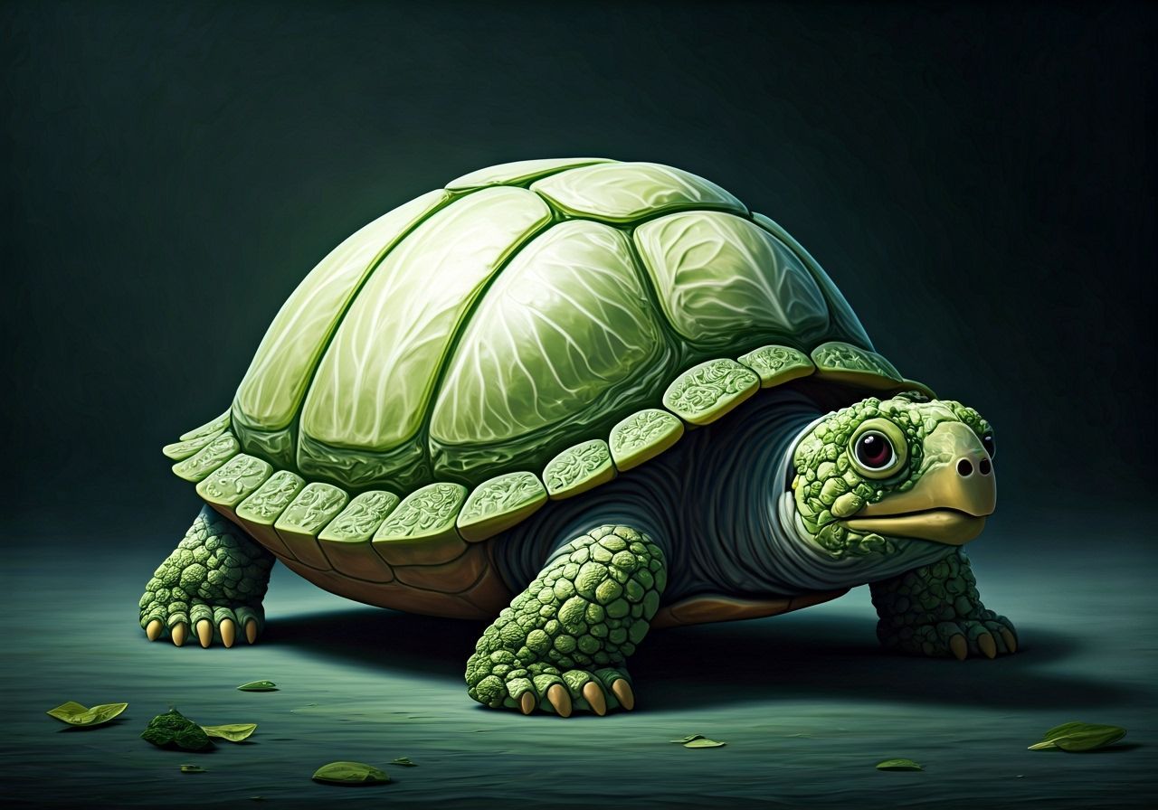 Cabbage Turtle Made of Leafy Green Vegetables