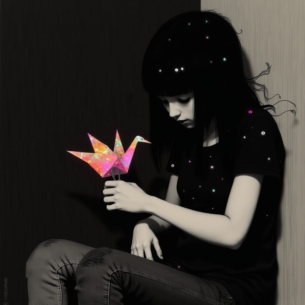 Mysterious Anime Portrait of a Brooding Young Woman