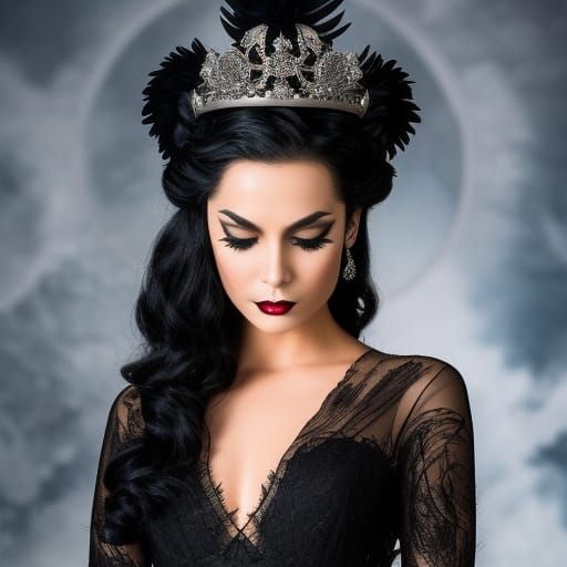 Black Swan with Crown in Comic Book Style