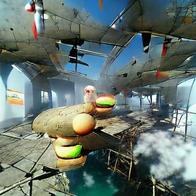 Futuristic Flying Burger Restaurant in Cryengine