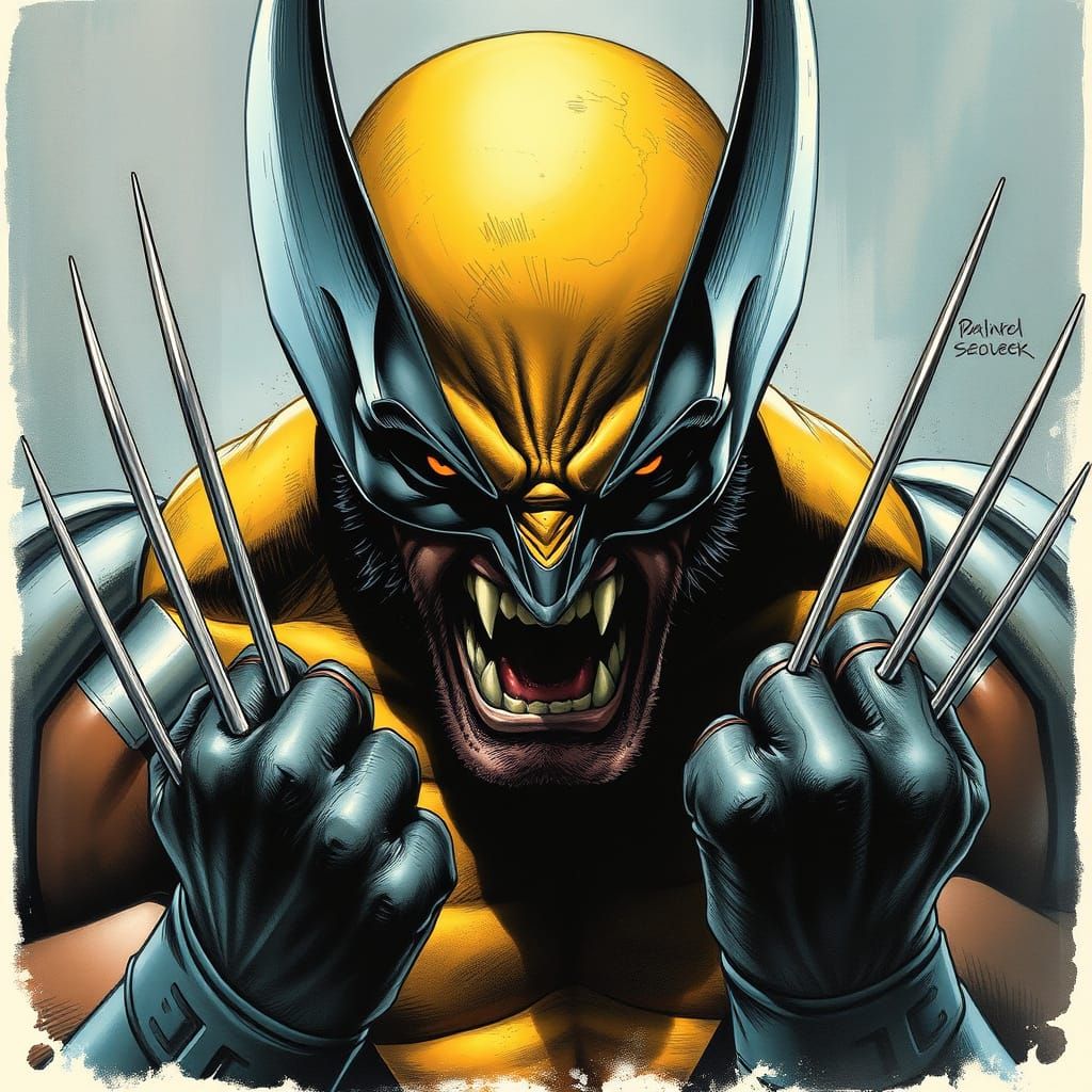 Wolverine in a Dramatic, Highly Detailed Comic Book Style