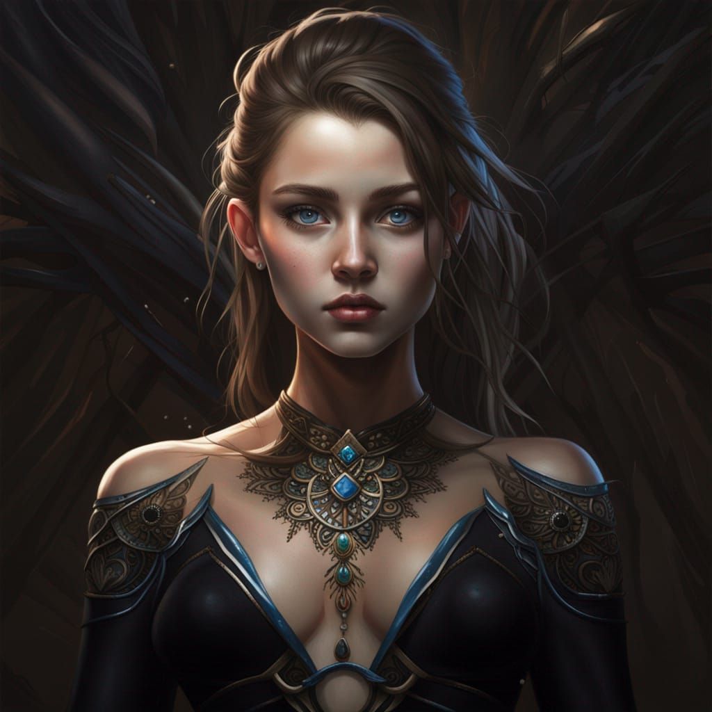 Hyperrealistic Portrait of a Girl with Heterochromatic Eyes