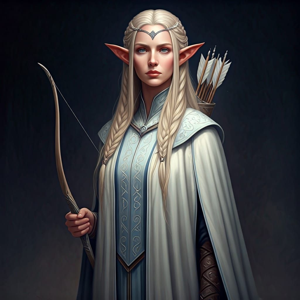 Elegant Elf with Bow in Ethereal Fantasy Style
