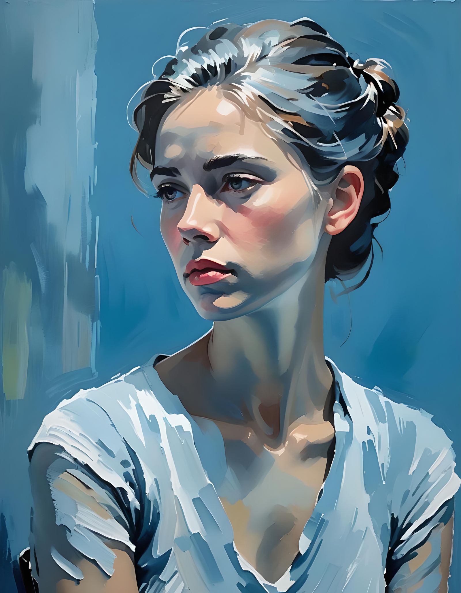 Impressionist Portrait in Gouache and Watercolor