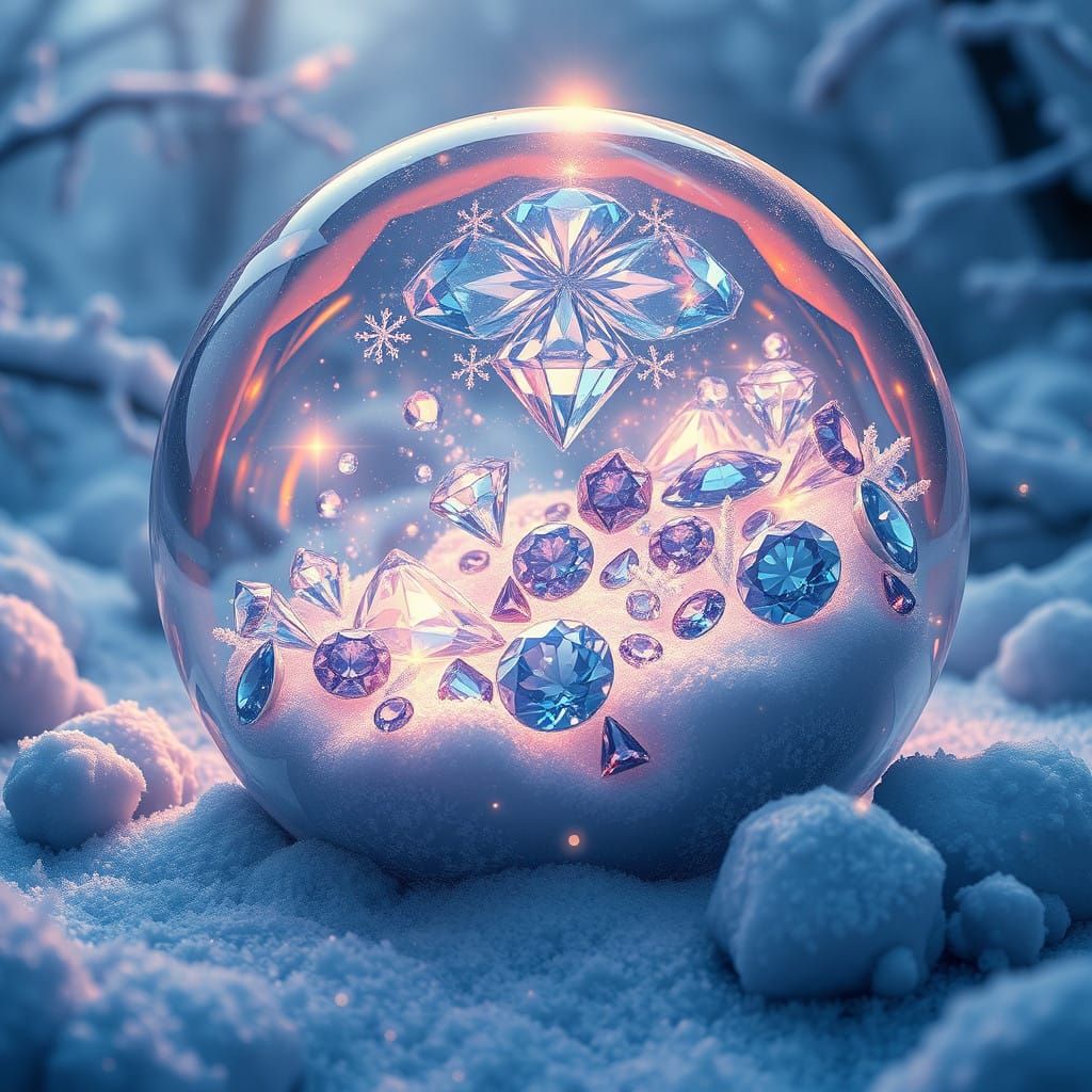Glistening Crystal Orb Cascades with Diamonds and Sapphires