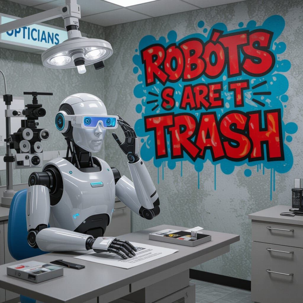 Robot Eye Test in Futuristic Opticians