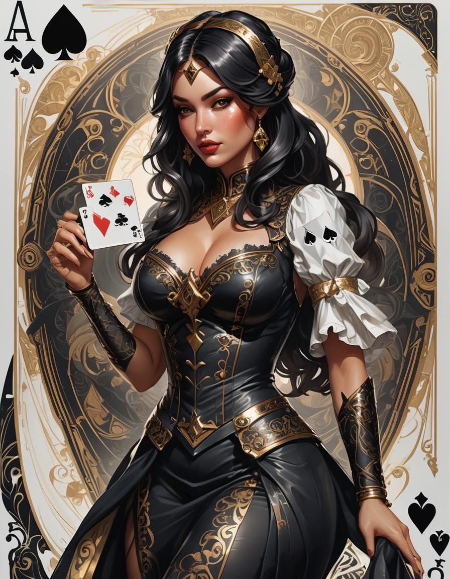 Ace of Spades Pinup Girl Portrait in Digital Art