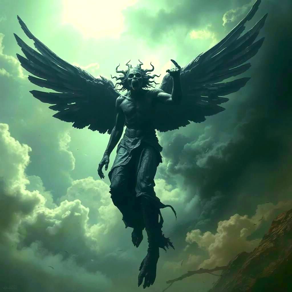 Optical Illusion: Evil Angel Descent in Art Fusion