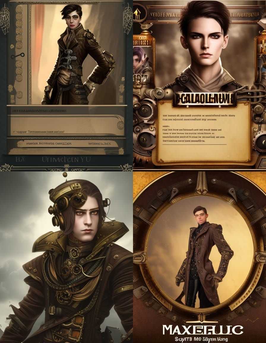 Steampunk Androgynous Man Character Card