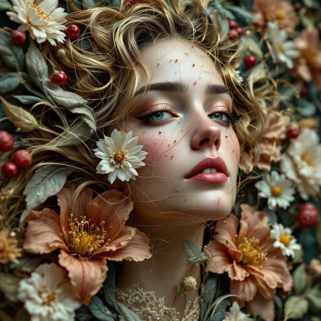 Tapestry Woman: Golden Thread Portrait