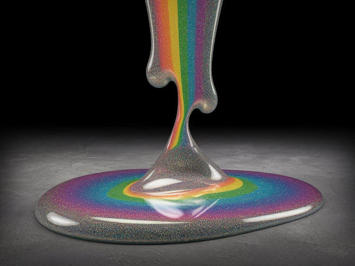 Rainbow Hues Drip into a Dark Pool