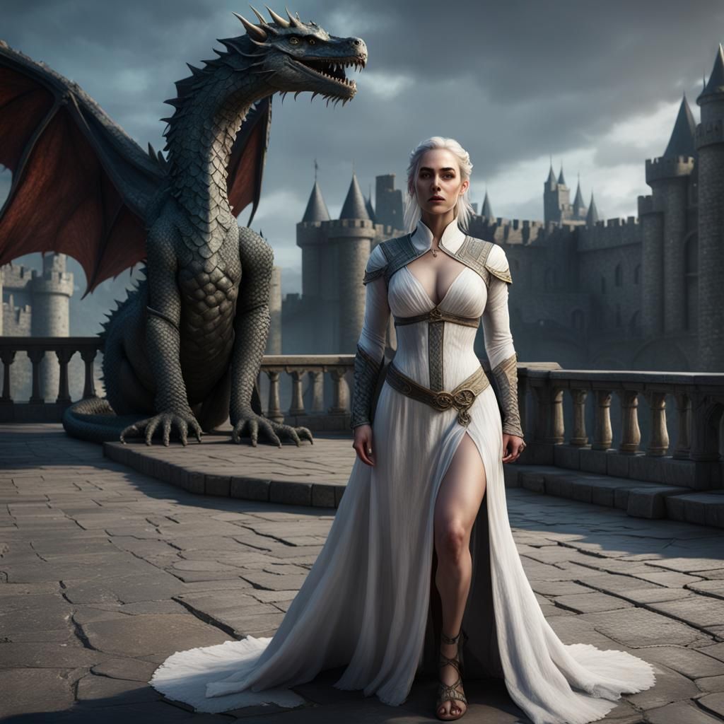 Game of Thrones Dragon Queen in Dark Fantasy Style