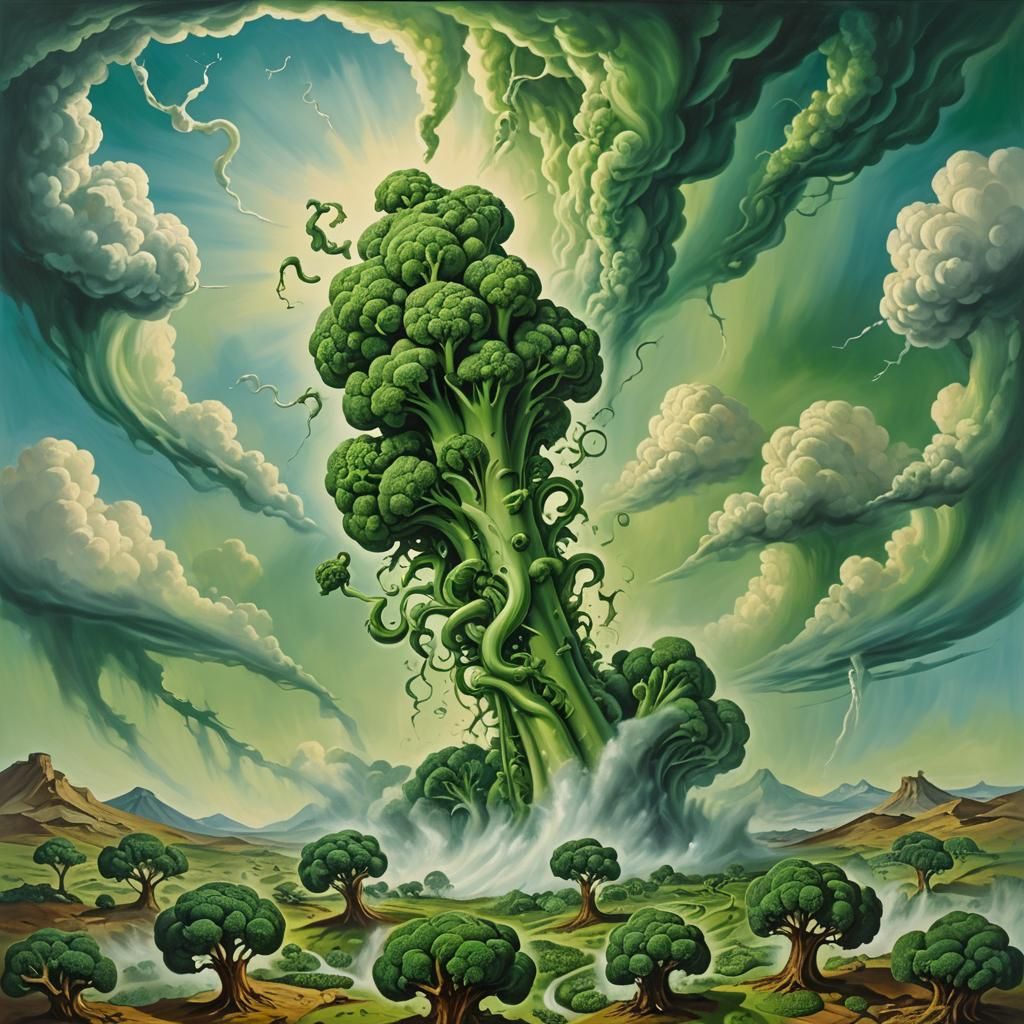 Broccoli Tornado in Surrealist Style