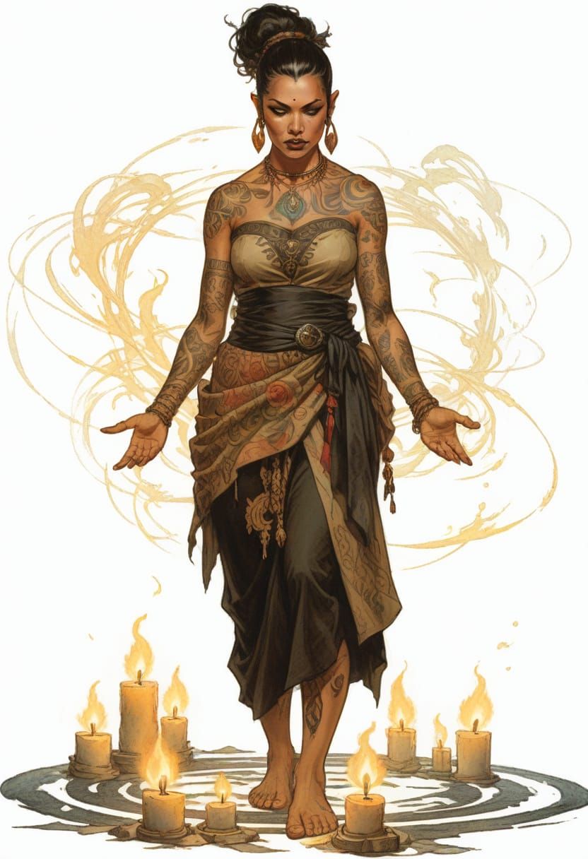 Polynesian Sorceress in Heroic Fantasy Style
