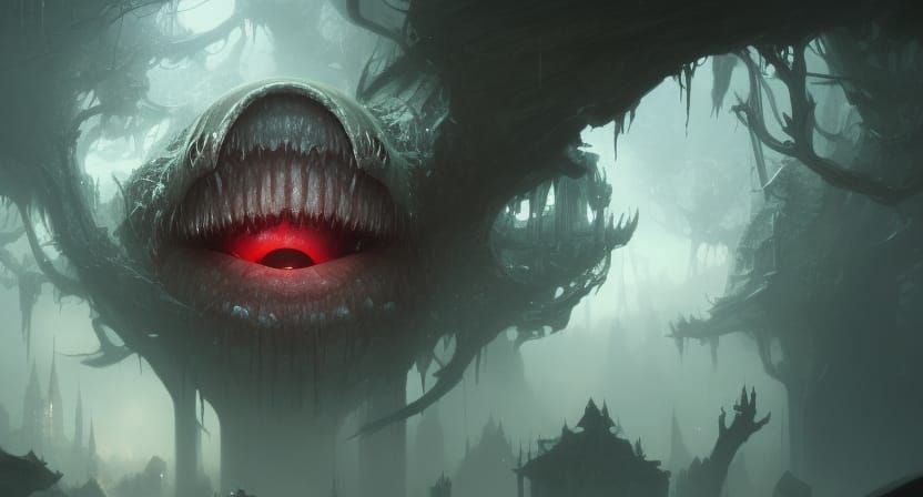 Eye Inside Maw: Dark Fantasy Concept Art