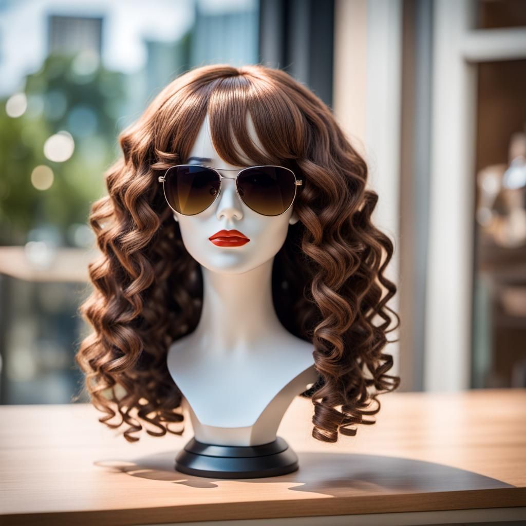Mannequin Head with Wig and Sunglasses