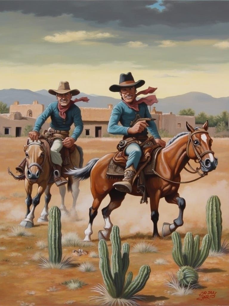 Mexican Bandits in Sun-Scorched Canyon