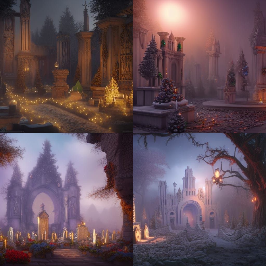 Fantastical Christmas Cemetery Concept Art